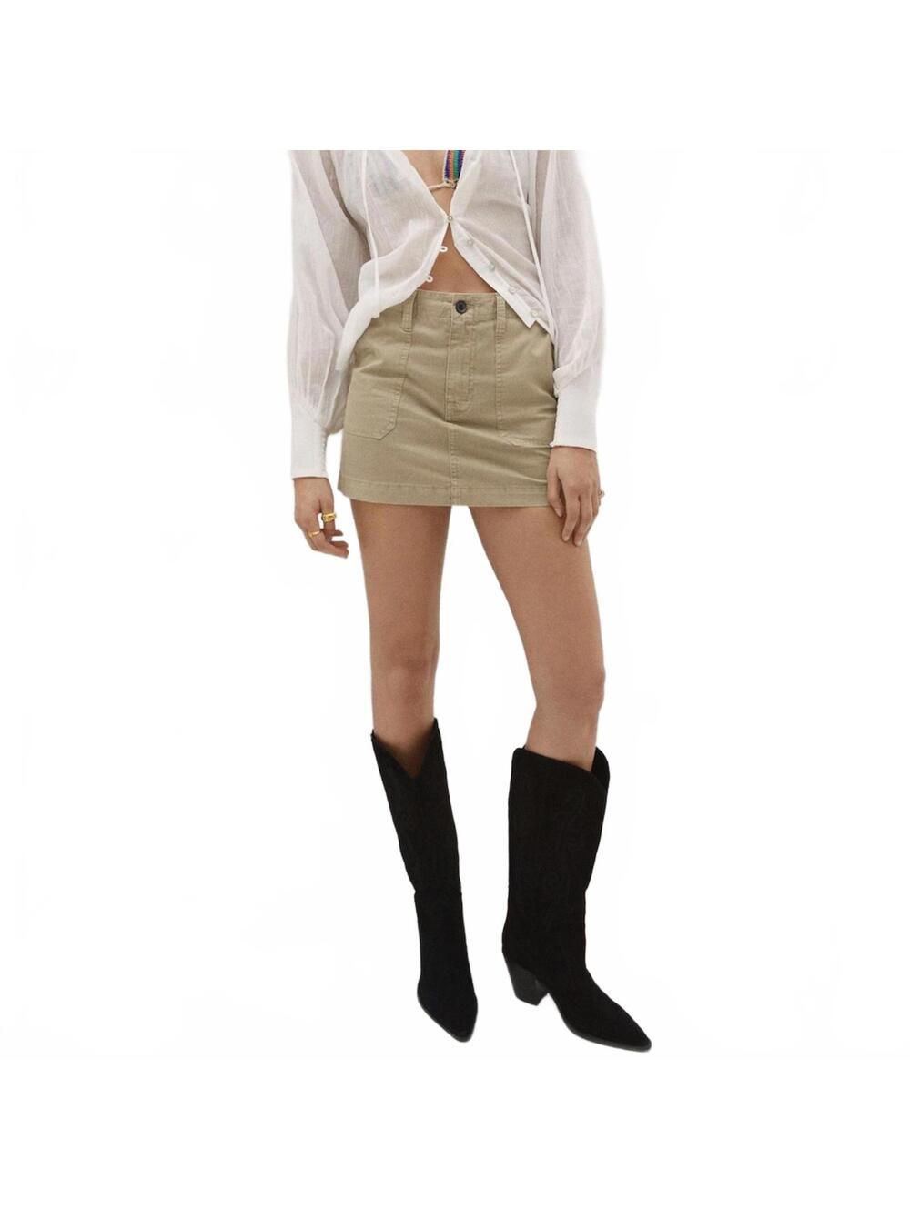 Mango Cargo Mini Skirt Khaki Tan Size XS